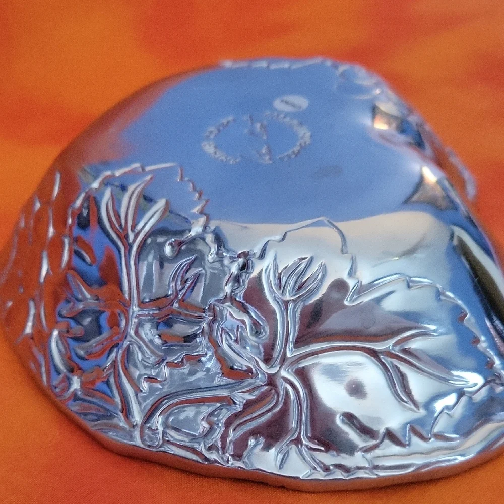 Arthur Court Silver Heart Bowl Grape Vine